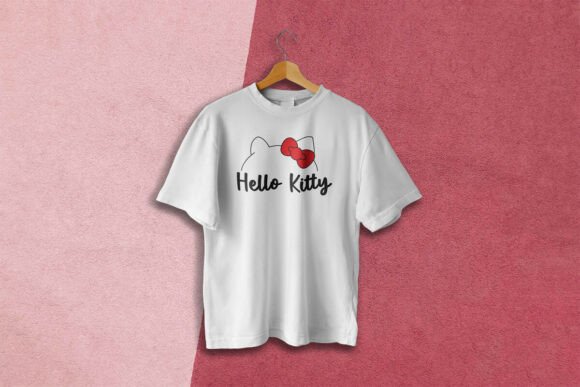 Cute Kitty with Red Bow T-Shirt Design