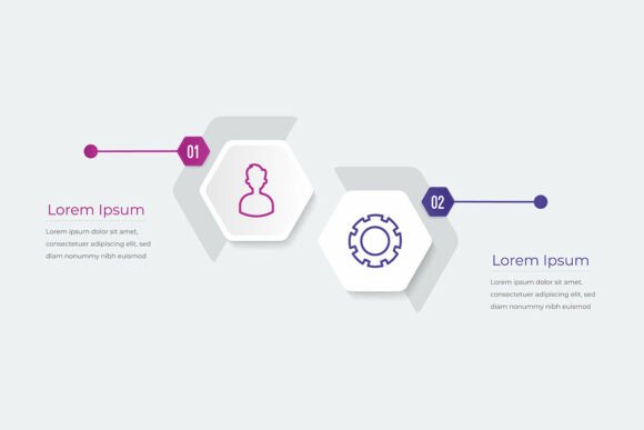 Modern 2-Step Hexagonal Infographic