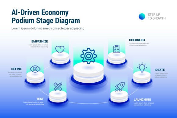 Modern Blue Podium Stage Diagram